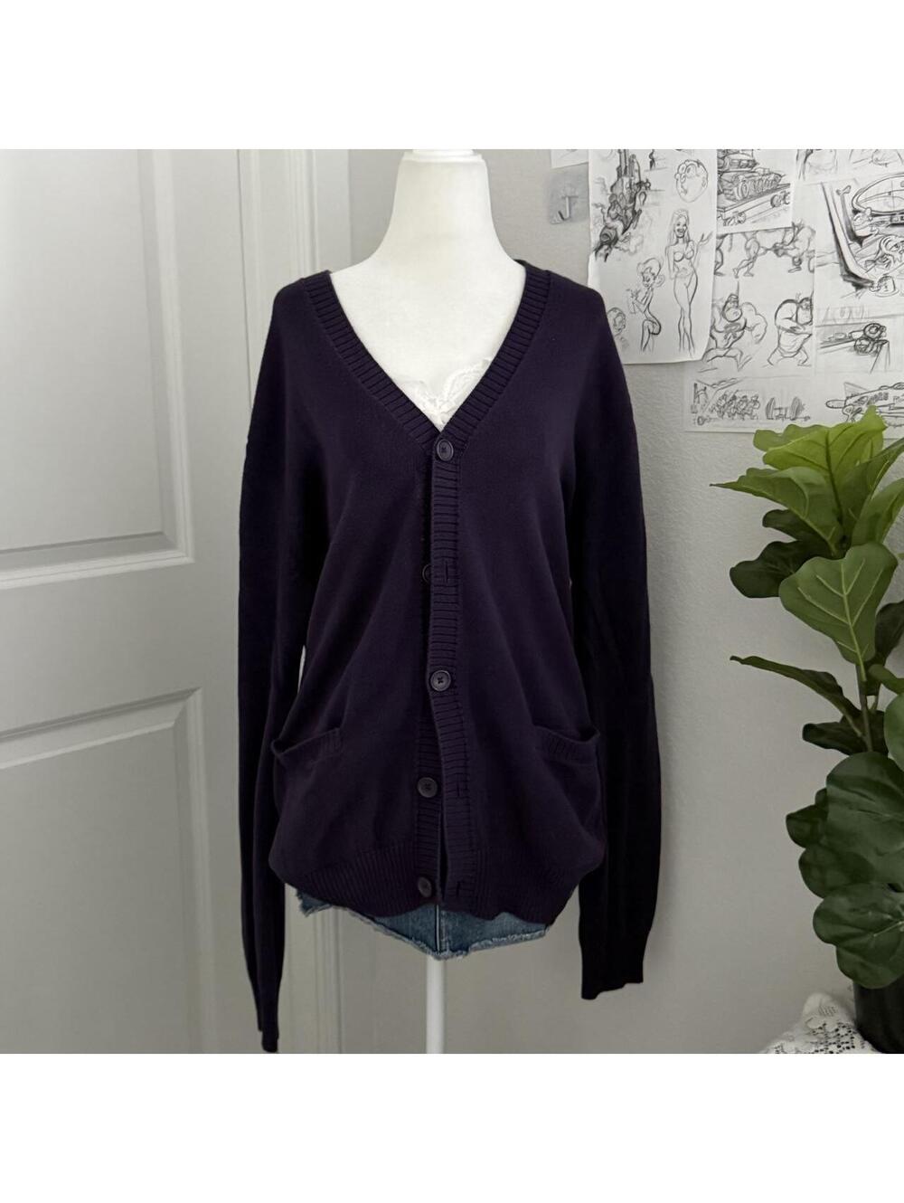 Express Purple cotton button up cardigan